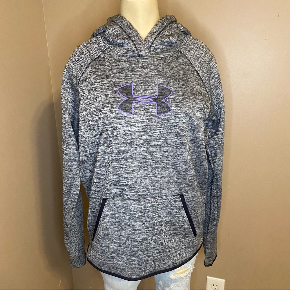 Under Armour Gray with Purple Logo Womens Size Small Hoodie Sweatshirt
